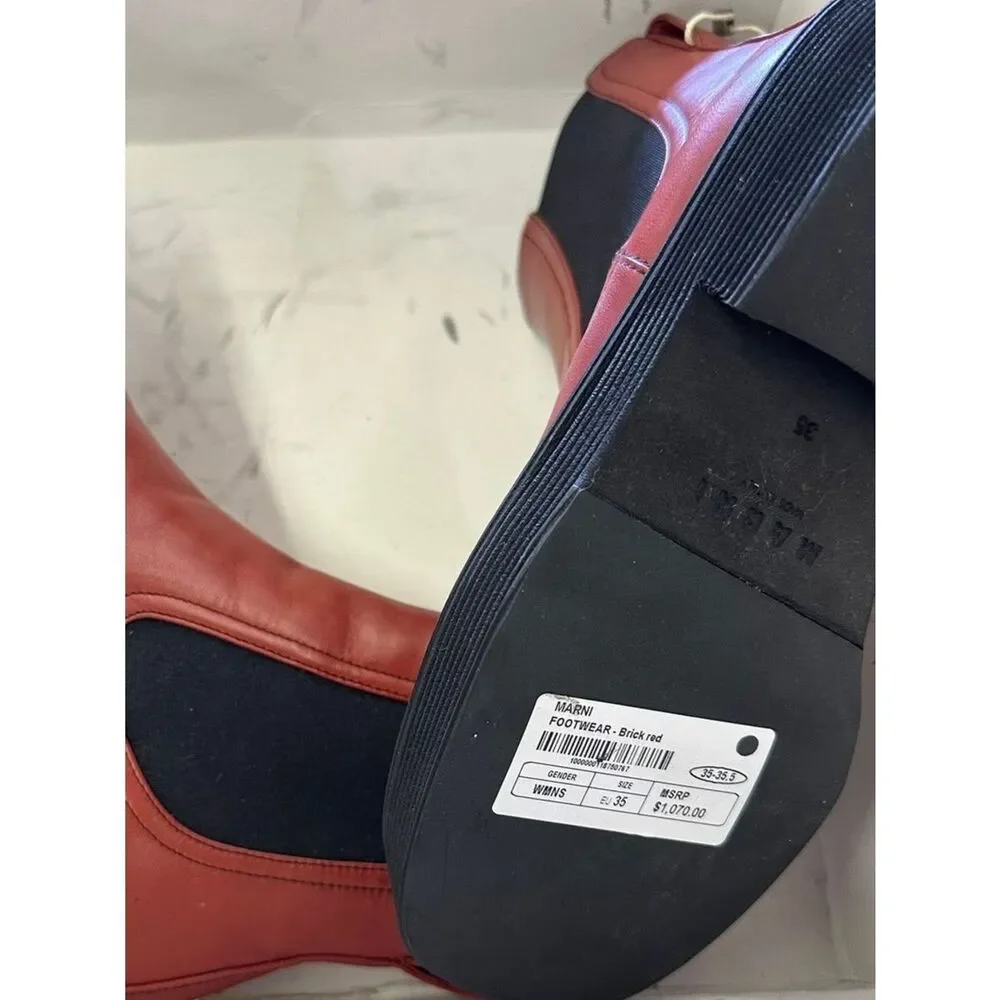 NWT MARNI Chelsea Brick Red Boots $1070